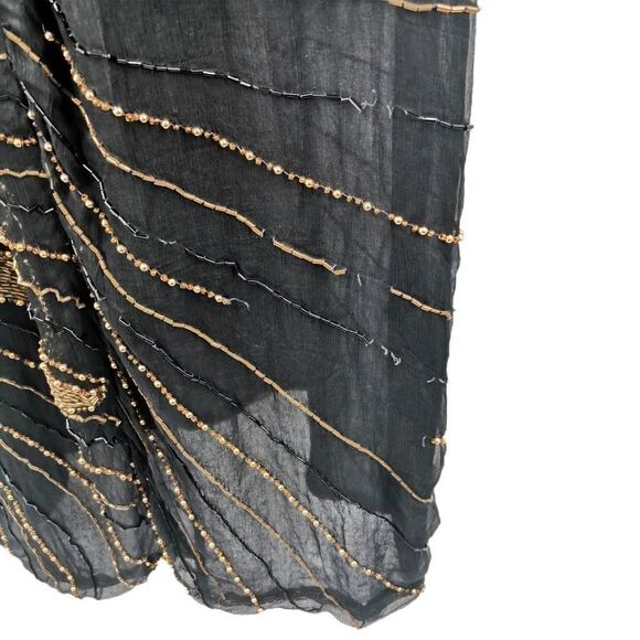 Stunning Vintage Black Silk Beaded Dress with Radiant Sunburst Design | Tag Size - Picture 8 of 8